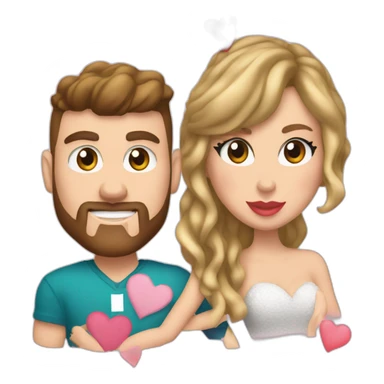 travis kelce and taylor swift with hearts sticker