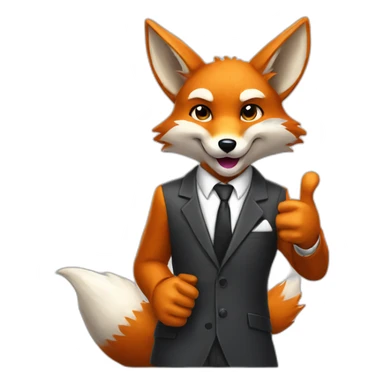 Cool Fox in a suit with his thumbs up  sticker