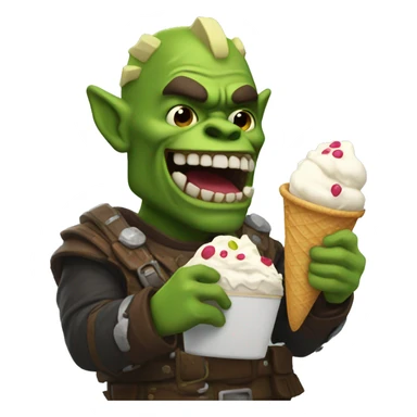 an ork eating ice cream  sticker
