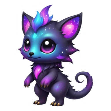 Cute cool colorful dark nebula fantasy-Fakemon-Digimon-animal-hybrid full body sticker