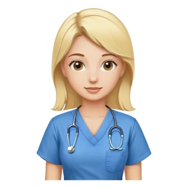 Blonde woman wearing nursing scrubs  sticker