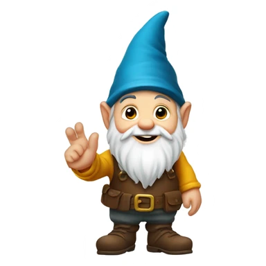 Gnome with the back of his left hand in front of him with all his fingers pointing up sticker