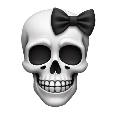 skull emoji with black bow sticker