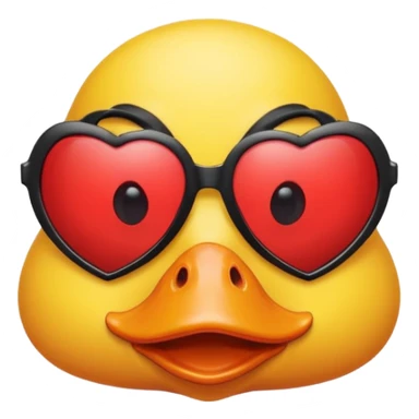 Make a frame emoji and inside it is a duck wearing red heart sunnies and the background is sky or anything blue sticker