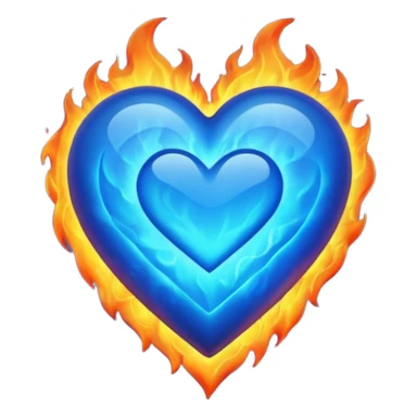 Mavi kalp ateşli sticker