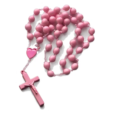 Pink rosary with heart shaped beads  sticker