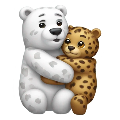 A snow leapord and a bear hugging  sticker
