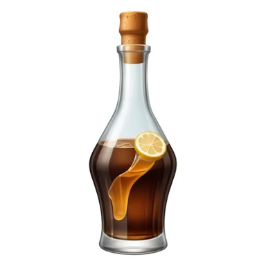 Fernet con coca sin limón,  sin sorbete. En vaso con forma de botella cortada  sticker