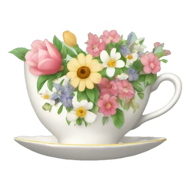 floral tea cup sticker