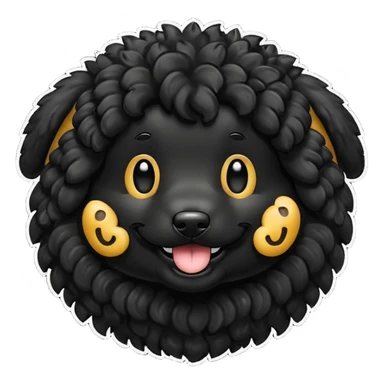 all black double doodle dog no background emoji sticker