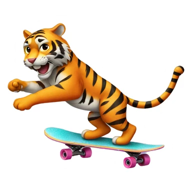 tiger riding a skateboard sticker