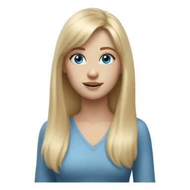 Realistic, white girl with long light blonde hair and bangs and blue eyes  sticker