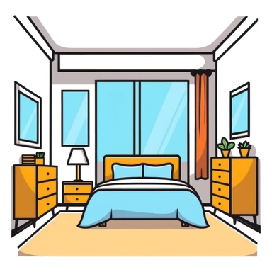 clean minimalist aesthetic bedroom with natural light sticker