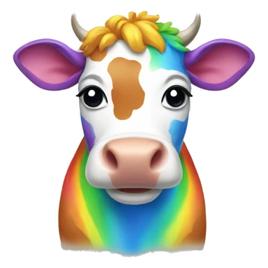 rainbow cow sticker