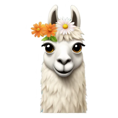 Llama with a flower sticker