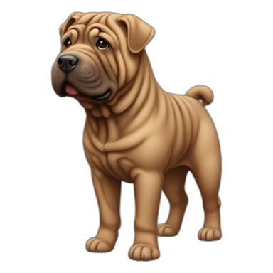 Chocolate shar-pei dog, full body sticker