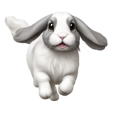 Grey holland lop running away sticker