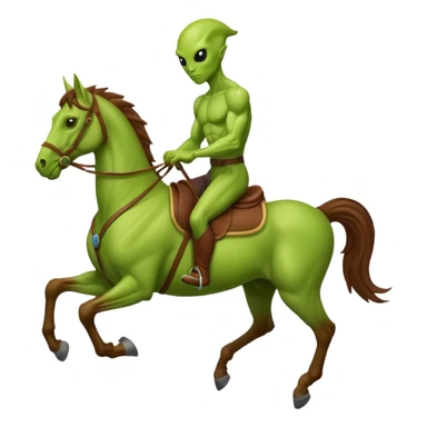 green alien riding a horse sticker