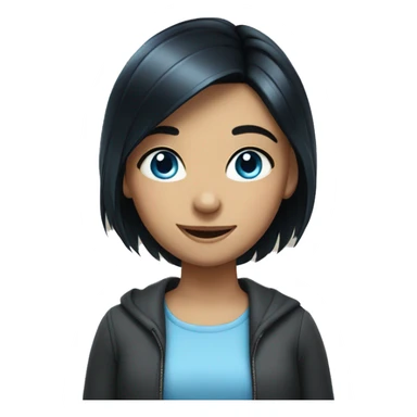 Smiling girl with black hair and blue eyes sticker