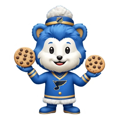 St Louis blues mascot with a cookie sticker