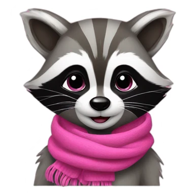 raccoon with a pink scarf sticker