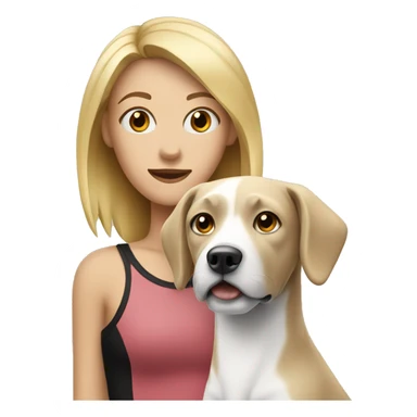 Blond woman near a white and black dog  sticker
