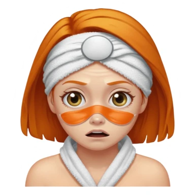 scared ginger girl with bath towels and eye patches sticker