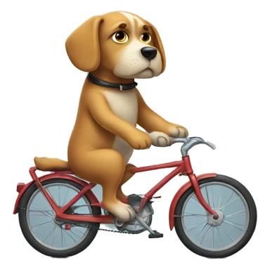 a sad dog on a bike sticker