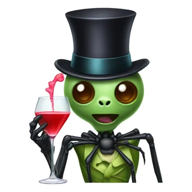 Spider wearing a top hat drinking a martini sticker