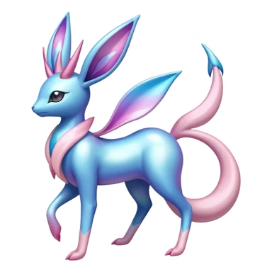 Colorful Shiny Exotic Cresselia-Sylveon-Suicune-Fakémon-hybrid-creature (full body)  sticker