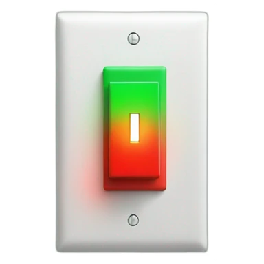A big red light switch with a green and red light next to it sticker