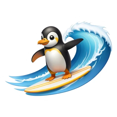 penguin big wave surfing sticker