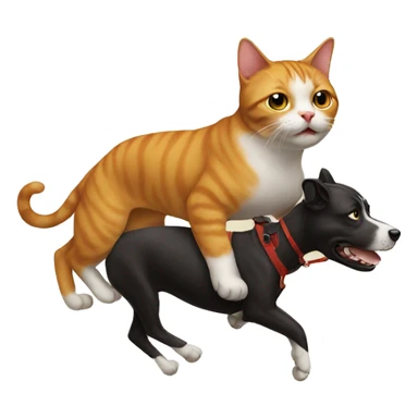 Cat riding a dog sticker