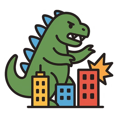 Godzilla attacking a city sticker