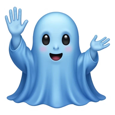 Cute blue ghost siéging heil sticker