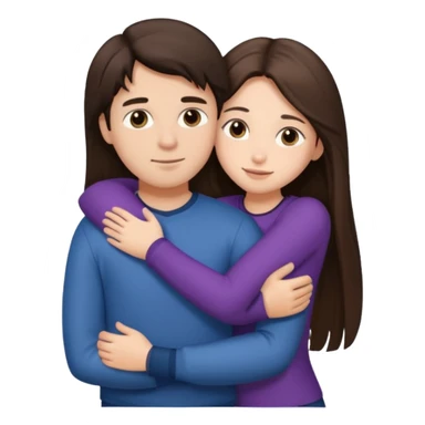 парень брюнет обнимает девушку брюнетку с длинными прямыми волосами, sticker