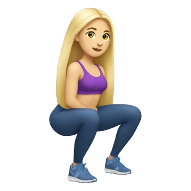 Ukrainian woman with long blond hair doing squats with only leg sticker