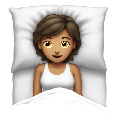 Brunette girl waking up out of bed sticker