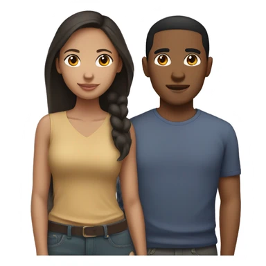 Light skin Filipino Man and Dark Brown Skin Woman Couple  sticker