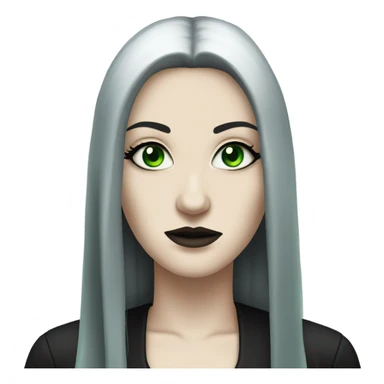 White goth woman with black hair and green eyes sticker