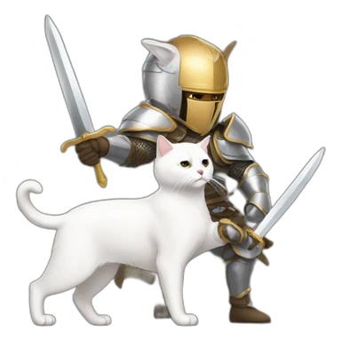 Man wearing armor fighting a white cat sticker