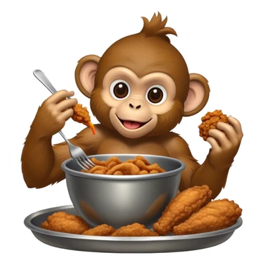 monkey eating fried chicken out of a bowl sticker