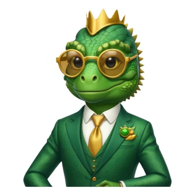 rich capitalist iguana king gold sunglasses sticker