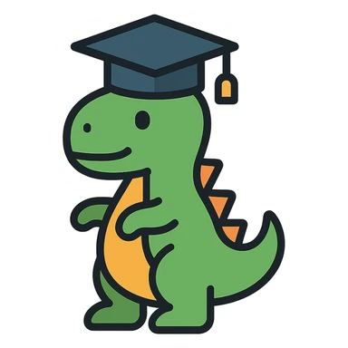 dinosaurio con gorro de grado, estilo icono lineal colorido sticker