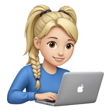 girl with ponytail using laptop sticker