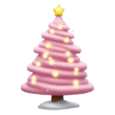 Snowy pink Christmas tree with colorful string lights sticker