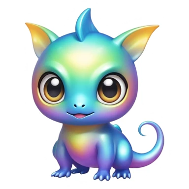 Randomly-colored colorful iridescent chibi Fakémon-creature sticker