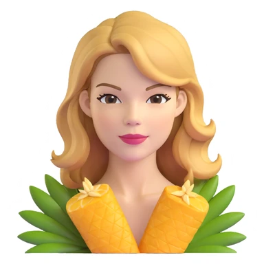 Michelle Monaghan with honey blonde hair on tropical holiday sticker