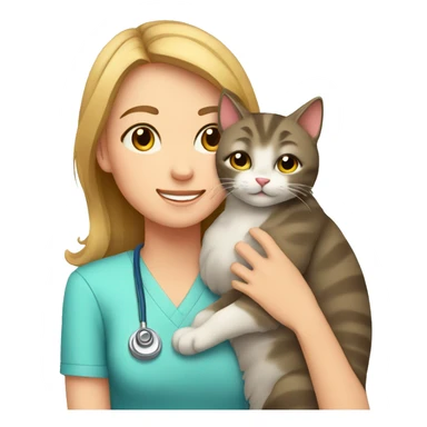 cat cuddles veterinarian girl sticker