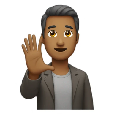 mann lift his hand up saying no sticker